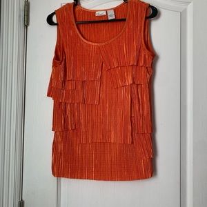 Orange tank top with Fringe.